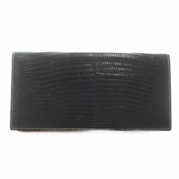 ‼️‼️‼️早い者勝ち‼️‼️‼️GANZO 長財布　札入れ　カード入れ　リザード　ブラック ガンゾ GANZO 長財布 お札入れ 二つ折り リザード レザー ロゴ 黒