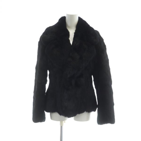 EUPHORIA 毛皮コート ラビットファー ミドル 総裏地 長袖 黒 ブラック
