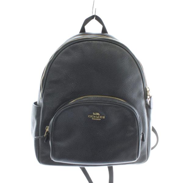 【中古】コーチ COACH リュックサック バックパック デイパック レザー Wファスナー ロゴ ゴールド金具 紺 5666 COACH（コーチ） リュックサック バックパック デイパック レザー W