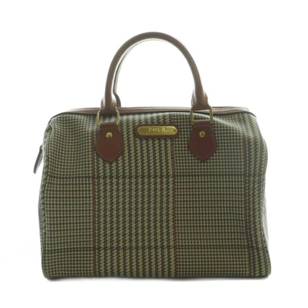 ポロラルフローレン　ミニ　ボストンバッグ　千鳥格子柄　ヴィンテージ　ブラウン　茶 POLO RALPH LAURENブラウン系千鳥格子柄ミニボストンバッグ - メルカリ