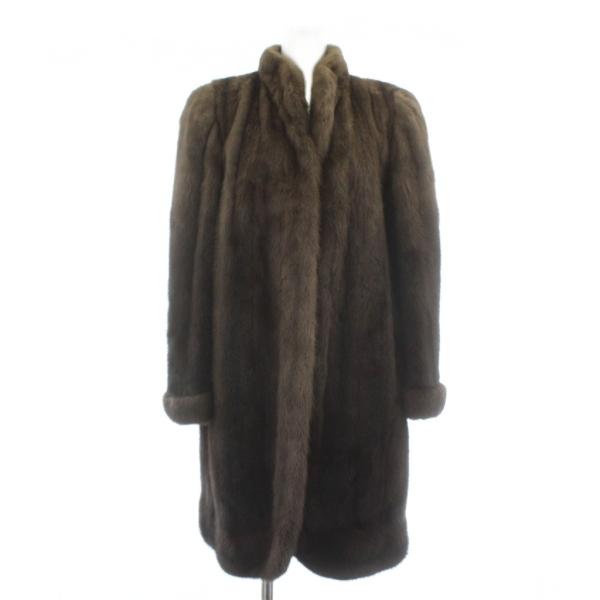 【中古】ニナリッチ NINA RICCI ミツコシ MITSUKOSHI ファーコート アウター 毛皮 ミンク ロング 肩パッド 茶色 ニナリッチ NINA RICCI ミツコシ MITSUKOSHI ファーコート アウター