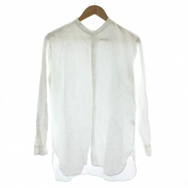 【中古】トゥジュー TOUJOURS スタンドカラー シャツ ブラウス 長袖 麻 リネン F 白 ホワイト /PP ■GY18 メンズ トゥジュー TOUJOURS スタンドカラー シャツ ブラウス 長袖 麻 リネン