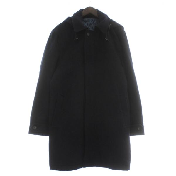 【中古】LAUREN RALPH LAUREN ステンカラーコート アウター ウール 中綿 ミドル フード ジップアップ 40S 紺 ローレンラルフローレン LAUREN RALPH ステンカラーコート アウター