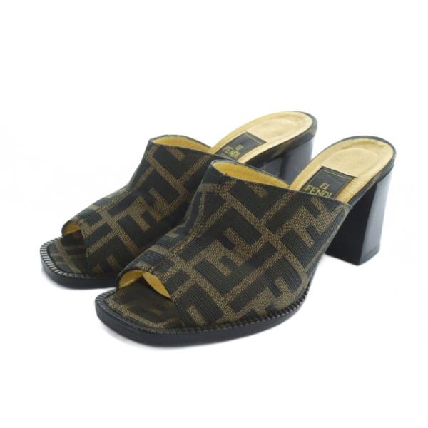 FENDI（フェンディ） サンダル ミュール スクエアトゥ ロゴ ズッカ柄