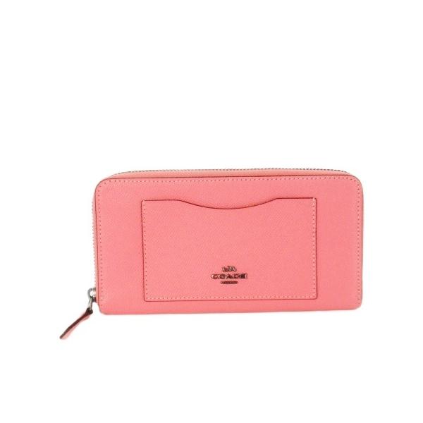 COACH（コーチ） 長財布 小銭入れあり レザー 本革 ピンク ラウンド