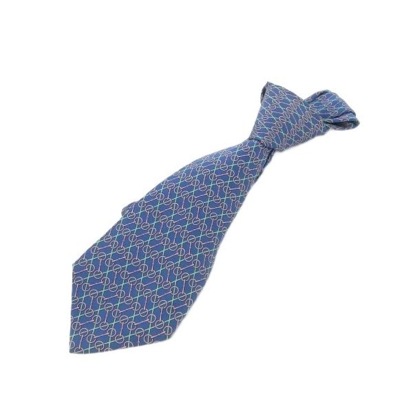 美品　エルメス　ネクタイ　青・ピンク　シルクジャガード　結婚式 HERMES（エルメス） 未使用品 ネクタイ 絹 シルク ブルー 青 ピンク