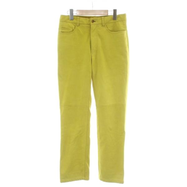 【中古】ポールスミスコレクション PAUL SMITH COLLECTION レザーパンツ ボトムス ラムレザー 羊革 黄色 イエロー ポールスミスコレクション PAUL SMITH COLLECTION レザーパンツ