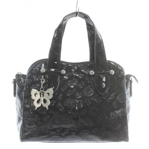 激カワ☆ANNA SUI かごバッグ ハンドバッグ エナメル 蝶金具 保存袋付 激カワ☆ANNA SUI かごバッグ ハンドバッグ エナメル 蝶金具 保存袋付