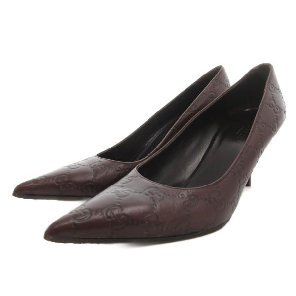 GUCCI（グッチ） グッチシマ パンプス レザー 36.5 ボルドー GG柄