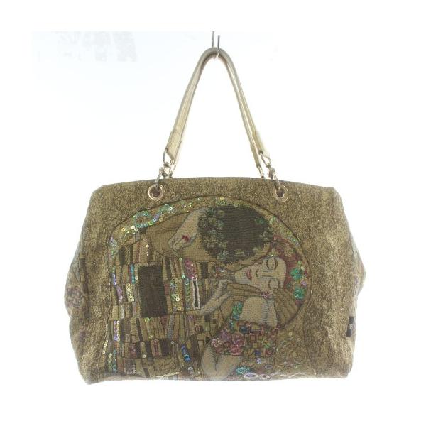 【未使用】Think beeゴールデンクリムト ハンドバック スパンコール 刺繍 シンクビー! Think Bee ゴールデンクリムト ハンドバッグ トート