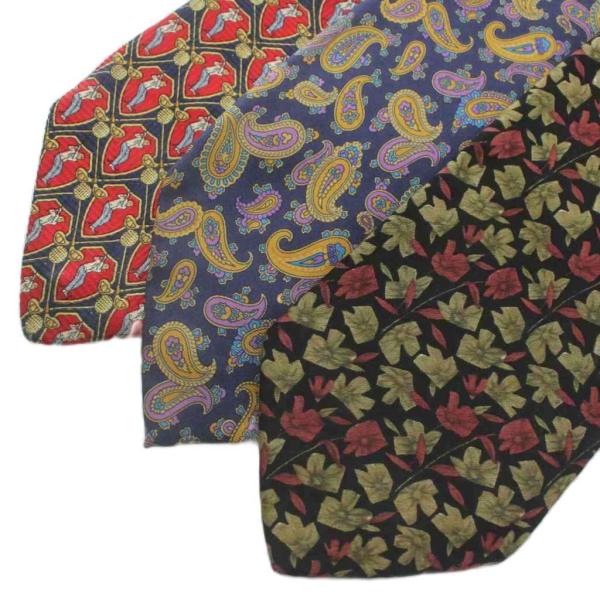 ジバンシィ GIVENCHY ネクタイ 3本セット 絹 シルク ワイドタイ 総柄 マルチカラー /XZ ■GY18 メンズ
