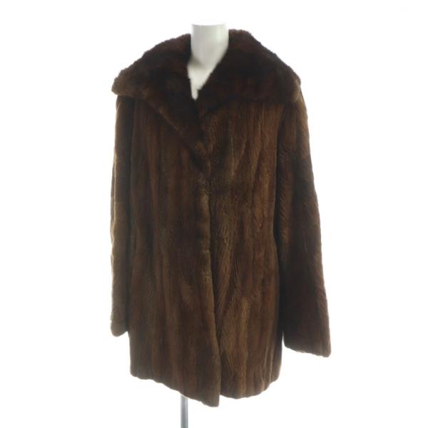 Mandralyne paris 毛皮コート PARIS FUR 毛皮コート シェアードミンクファー 長袖 総裏地 ミドル 茶