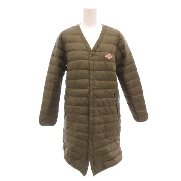 ダントン DANTON ダウンジャケット ノーカラー ロング ロゴワッペン