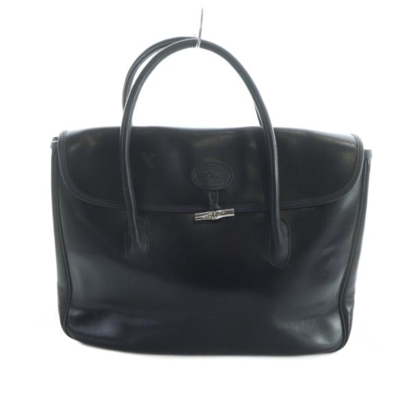 LONGCHAMP ロンシャン　バッグ　ビジネス　レザー　ロゾ　フラップ　黒 LONGCHAMP（ロンシャン） ロゾ フラップ トートバッグ ハンドバッグ