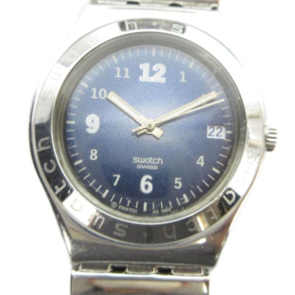 スウォッチ SWATCH 腕時計 ウォッチ クォーツ カレンダー付き 青文字盤 シルバー色 ■GY11 /MQ メンズ