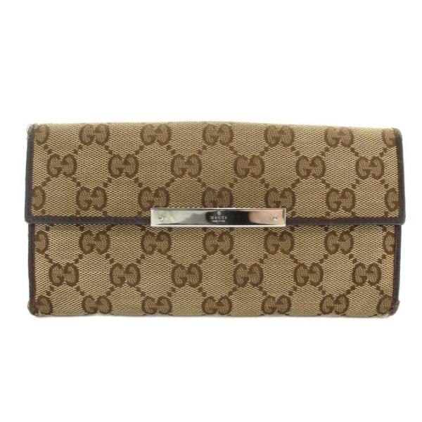 GUCCI（グッチ） 長財布 二つ折り GGキャンバス レザー Wホック ロゴ