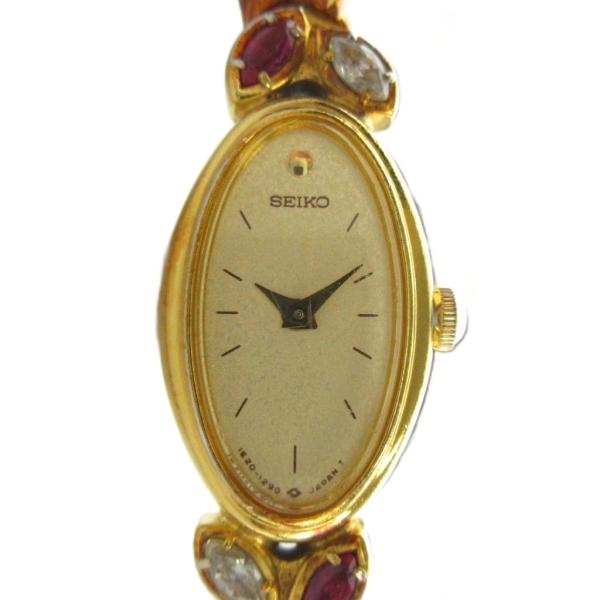【稼働】SEIKO 1E20-5760 ブレスウォッチ 石付き ゴールド セイコー SEIKO 1E20-5760 腕時計 ブレスウォッチ クォーツ カラー