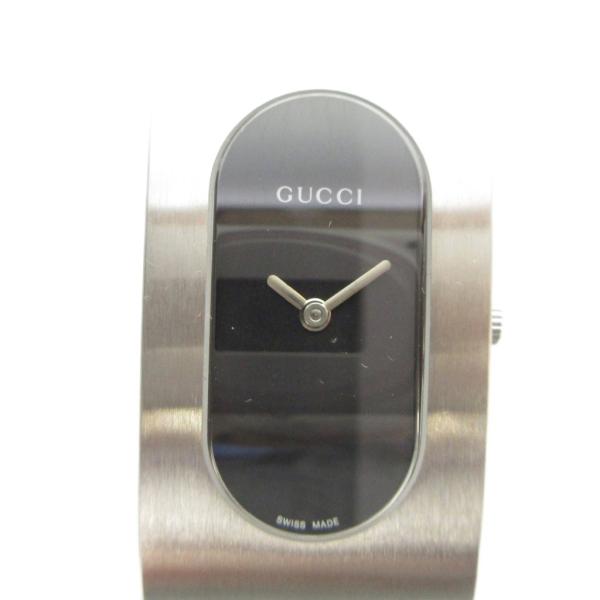 グッチバングルウォッチ 6155L腕時計 クォーツ シルバー ブラック文字盤 GUCCI（グッチ） ジャンク品 2400L 腕時計 ウォッチ クォーツ 黒文字盤