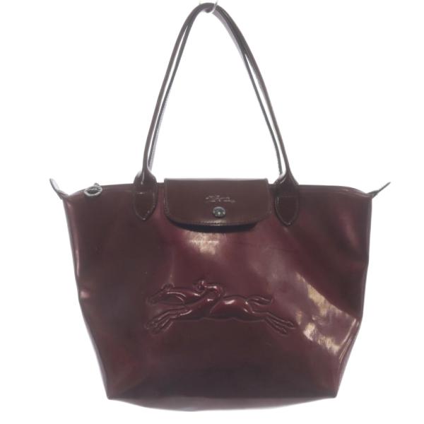 ロンシャン ハンドバッグ ショルダー 2way リザード型押し レザー 革 茶 Longchamp ROSEAU ロゾ リバーシブル / ロンシャン 牛革 カウハイド
