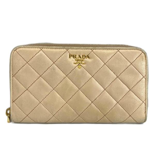PRADA（プラダ） 長財布 レザー キルティング ラウンドファスナー ロゴ
