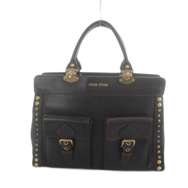 miu miu（ミュウミュウ） ハンドバッグ ボストン レザー スタッズ ロゴ