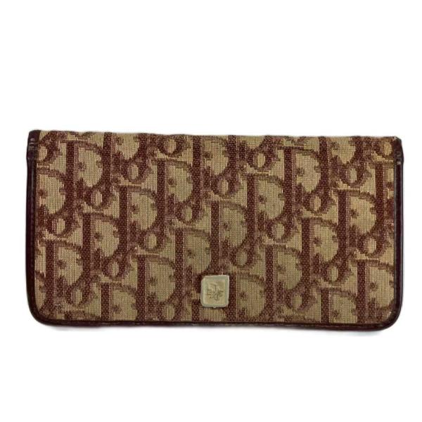 Christian Dior クリスチャンディオール トロッター 二つ折り財布 三つ折り財布 ケース ボルドー キャンバス×レザー ゴールド金具 Christian Dior（クリスチャン・ディオール） 長財布 二つ折り