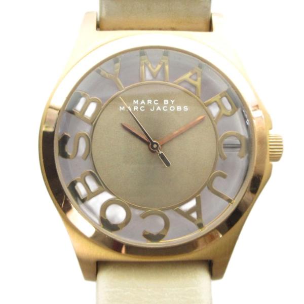 マークバイマークジェイコブス MARC by MARC JACOBS MBM1245 腕時計 ウォッチ クォーツ スケルトン レザーベルト ゴールド色 ■GY11