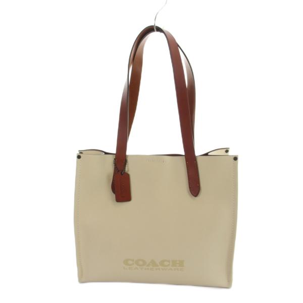 夏崩レ、片想イ。  COACHジッパー付ブラウンレザートートバッグ COACH（コーチ） COACH CH757 トートバッグ ハンド レザー 型押しロゴ