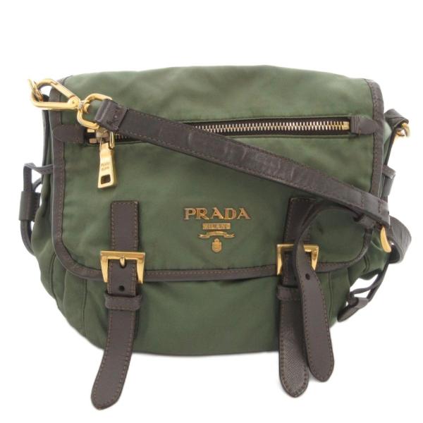 PRADA（プラダ） ショルダーバッグ 斜め掛け ナイロン レザー ロゴ 緑