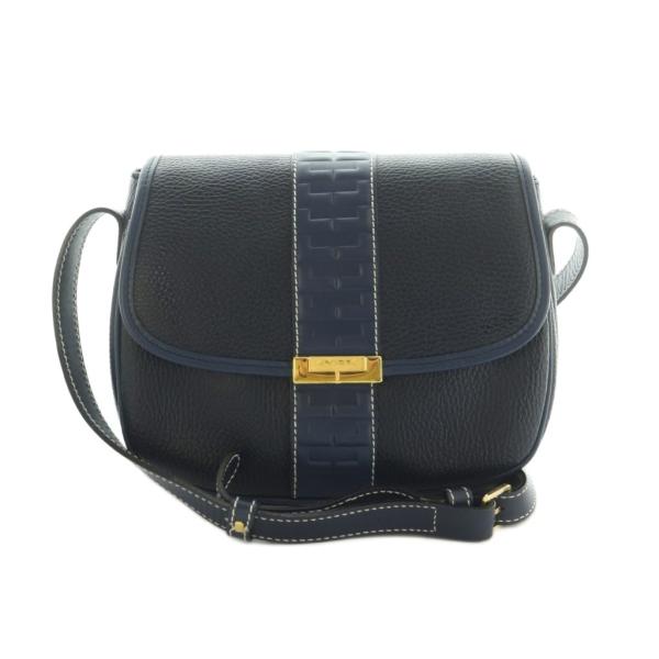 ランセル ショルダーバッグ レザー フラップ 紺 /MI ■GY18 ランセル LANCEL ショルダーバッグ レザー フラップ 紺 /MI □GY18