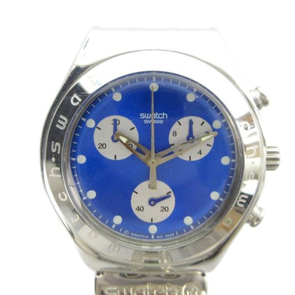 スウォッチ SWATCH ジャンク品 IRONY 腕時計 ウォッチ クォーツ クロノグラフ 青文字盤 シルバー色 ■GY11 /MQ メンズ