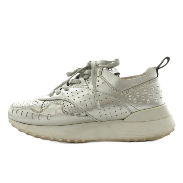 トッズ TOD'S スニーカー シューズ ロゴ レザー 35 シルバー色 /AN12