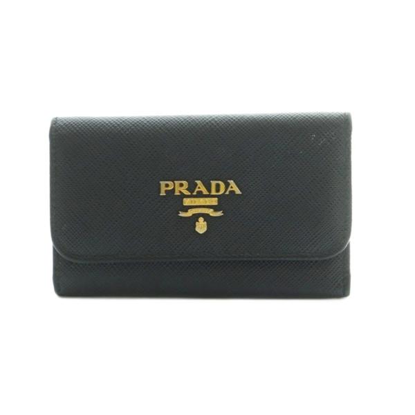 PRADA（プラダ） サフィアーノ キーケース 4連 レザー 黒 /MI □OH