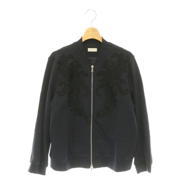 ドリスヴァンノッテン スウェットブルゾン ジップ 紺 M 綿100% レディース ドリスヴァンノッテン DRIES VAN NOTEN ブルゾン ジャケット ジップ