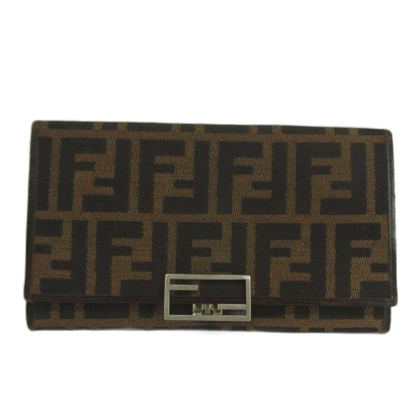 FENDI（フェンディ） 長財布 二つ折り キャンバス レザー ズッカ柄 FF