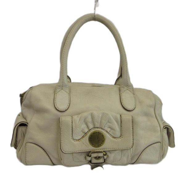 マークバイマークジェイコブス MARC by MARC JACOBS ハンドバッグ ミニボストンバッグ シボ革 レザー ロゴ ゴールド金具 白