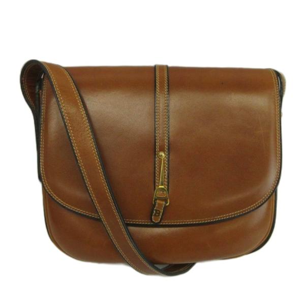 BALLY ショルダーバッグ ブラウン レザー Bally（バリー） ショルダーバッグ レザー ステッチ Bロゴ ゴールド