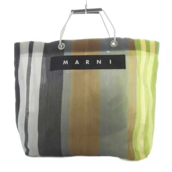 MARNI（マルニ） ストライプマーケットバッグ トートバッグ ロゴ