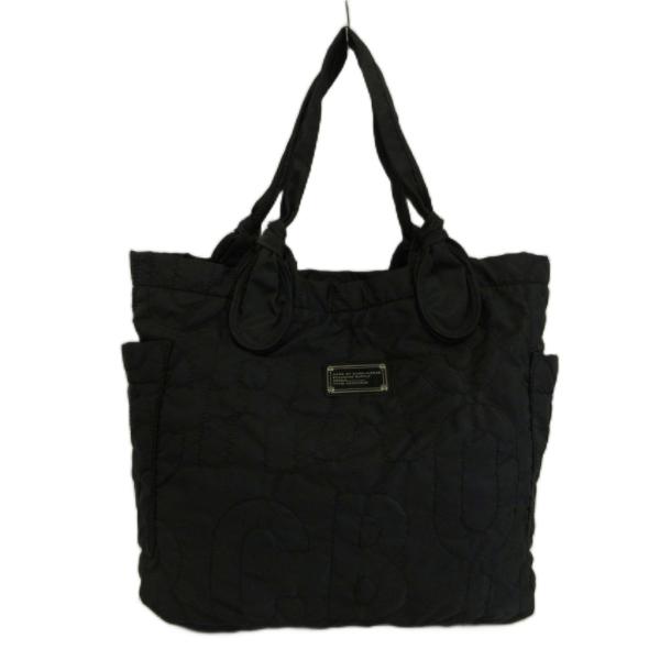MARC by MARC JACOBS トートバッグ ワンショルダー ナイロン キルティング ステッチ 総柄 ロゴプレート 黒