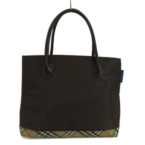 バーバリーブルーレーベル BURBERRY BLUE LABEL ハンドバッグ トートバッグ ナイロン レザー ノバチェック 茶色 ブラウン