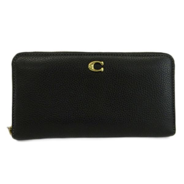 COACH（コーチ） 長財布 レザー ラウンドファスナー Cロゴ ゴールド