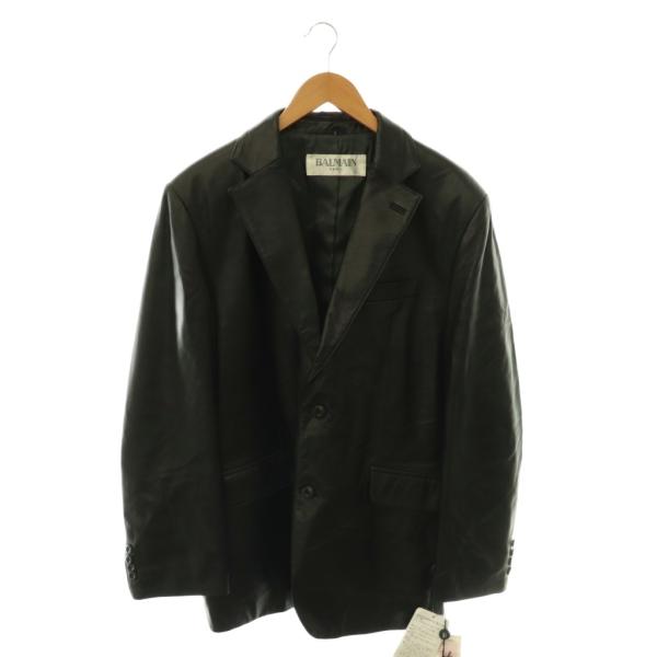 未使用品 バルマン BALMAIN テーラードジャケット ラムスキン レザー L