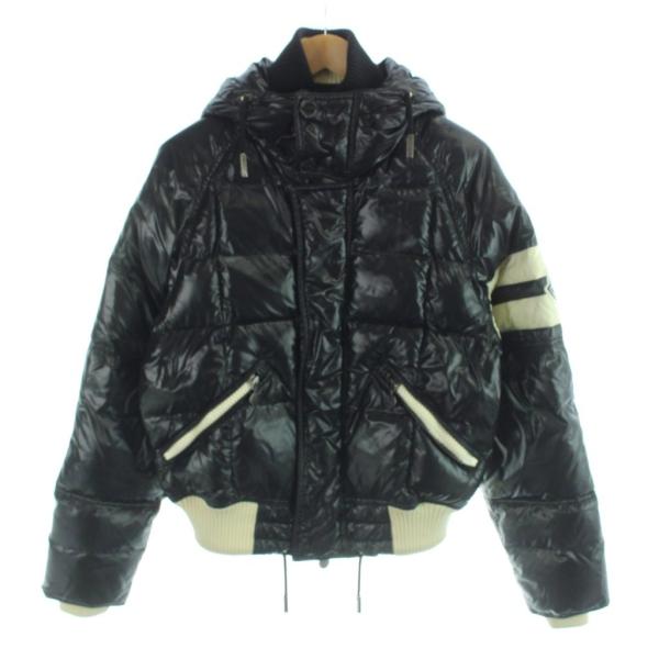 モンクレール　ロゴワッペン　ブルゾン　ダブルジップ　ナイロンジャケット　ブラック MONCLER（モンクレール） ダウンジャケット ナイロン ワッペンロゴ