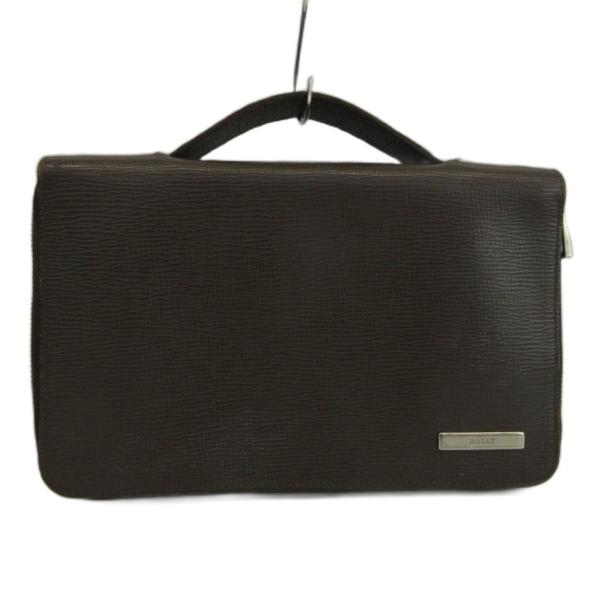 美品 BALLY バリー　セカンドバッグ　クラッチバッグ ブラウン 革 ライン Bally（バリー） セカンドバッグ クラッチバッグ レザー 型押し W