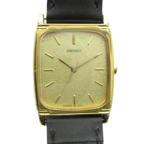 SEIKO 腕時計 クォーツ ゴールドカラー　動作未確認 セイコー SEIKO 5P31-5170 腕時計 ウォッチ クォーツ ロゴ レザー