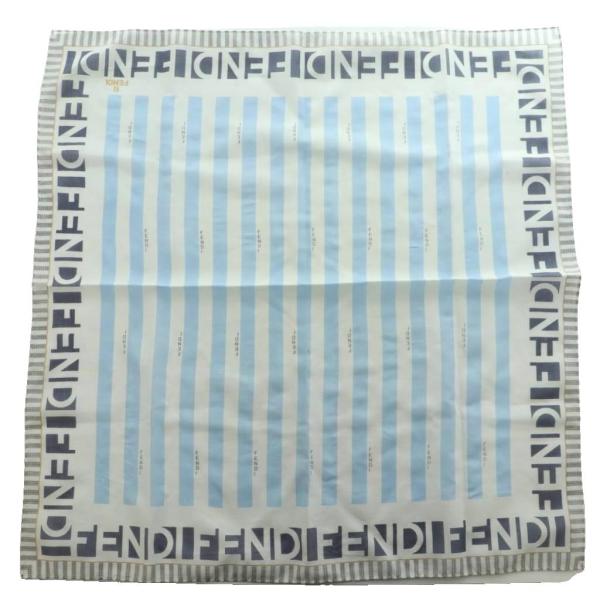 フェンディ FENDI ハンカチ ロゴ 総柄 ストライプ マルチカラー ライトブルー オフホワイト /SS ■OS ■OH ■GY18 レディース