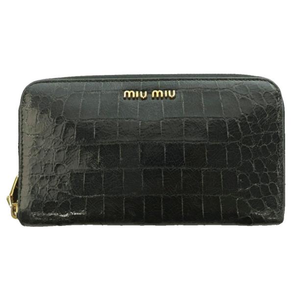 miu miu（ミュウミュウ） ラウンドファスナーウォレット 長財布 ロゴ