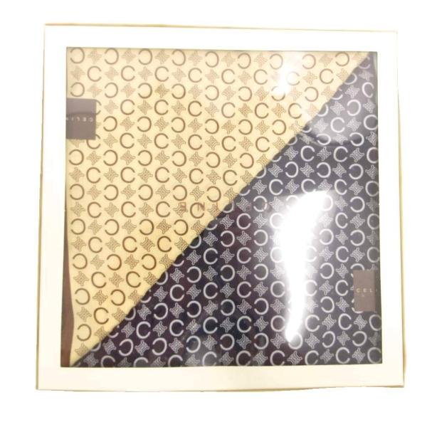 未使用品 セリーヌ CELINE 2点セット まとめ ハンカチ ロゴ 総柄 茶 ブラウン 青 ブルー /JS ■GY18 レディース