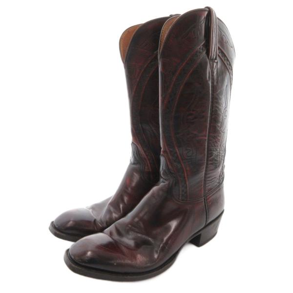 ルケーシー Lucchese ウエスタンブーツ ロング レザー 8 赤 レッド /FF ■GY18 メンズ