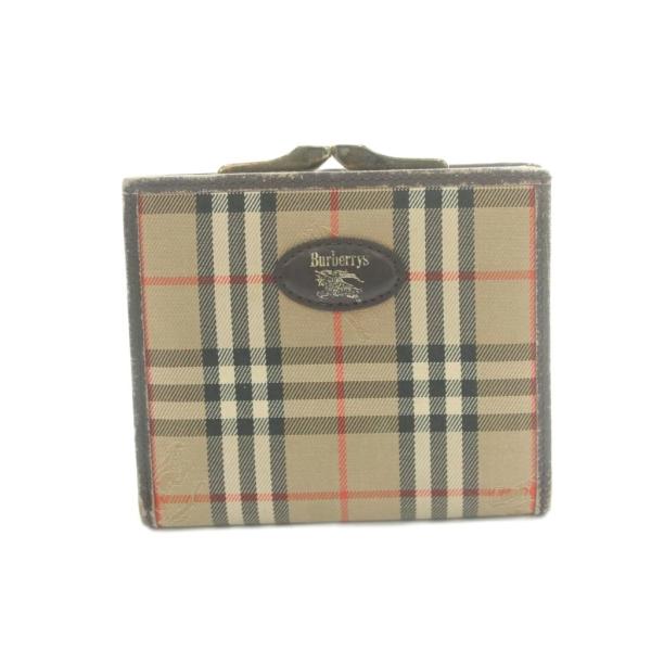 Burberry バーバリー ノバチェック がま口 長財布 二つ折り財布 美品 バーバリーズ がま口財布 二つ折り 小銭入れ ノバチェック柄 ベージュ